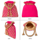 Shine On Studded Stone Potli Bag - Rani Pink