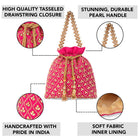Shine On Studded Stone Potli Bag - Rani Pink