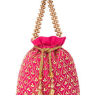 Shine On Studded Stone Potli Bag - Rani Pink