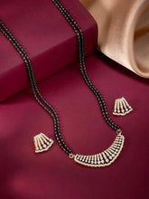 Beautiful Stylish CZ Mangalsutra Set - Gold. A set of CZ Mangalsutra jewellery and earrings, with gold plating & CZ Stones.