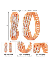 Rose Gold CZ Waves Hoop Earrings