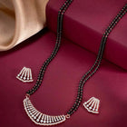 Beautiful Stylish CZ Mangalsutra Set - Rose Gold. A set of CZ Mangalsutra jewellery and earrings, with rose gold plating.