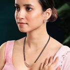 Beautiful Stylish CZ Mangalsutra Set - Rose Gold. A set of CZ Mangalsutra jewellery and earrings, with rose gold plating.