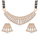 Beautiful Stylish CZ Mangalsutra Set - Rose Gold. A set of CZ Mangalsutra jewellery and earrings, with rose gold plating.