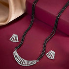 Beautiful Stylish CZ Mangalsutra Set - Silver. A set of CZ Mangalsutra jewellery and earrings, with silver plating & CZ Stones.