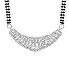 Beautiful Stylish CZ Mangalsutra Set - Silver. A set of CZ Mangalsutra jewellery and earrings, with silver plating & CZ Stones.
