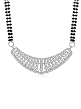 Beautiful Stylish CZ Mangalsutra Set - Silver. A set of CZ Mangalsutra jewellery and earrings, with silver plating & CZ Stones.