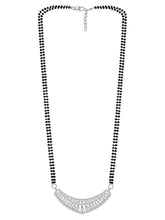 Beautiful Stylish CZ Mangalsutra Set - Silver. A set of CZ Mangalsutra jewellery and earrings, with silver plating & CZ Stones.