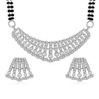 Beautiful Stylish CZ Mangalsutra Set - Silver. A set of CZ Mangalsutra jewellery and earrings, with silver plating & CZ Stones.