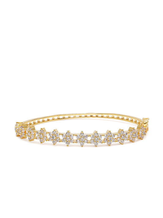 Stylish Flower CZ Studded kada  in Gold featuring Crystals kada bracelet  
