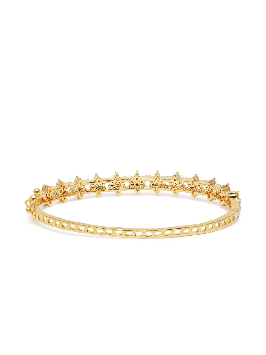 Stylish Flower CZ Studded kada  in Gold featuring Crystals kada bracelet  
