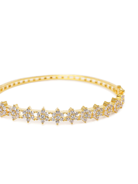 Stylish Flower CZ Studded kada  in Gold featuring Crystals kada bracelet  
