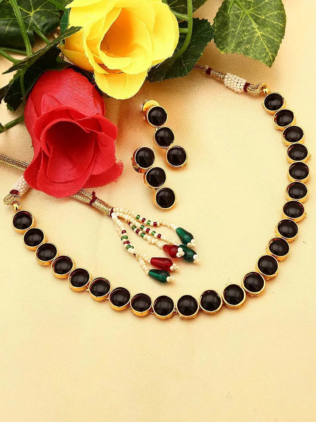 Stones Necklace Set by Peora | Elegant Stone-Studded Fashion Jewellery

