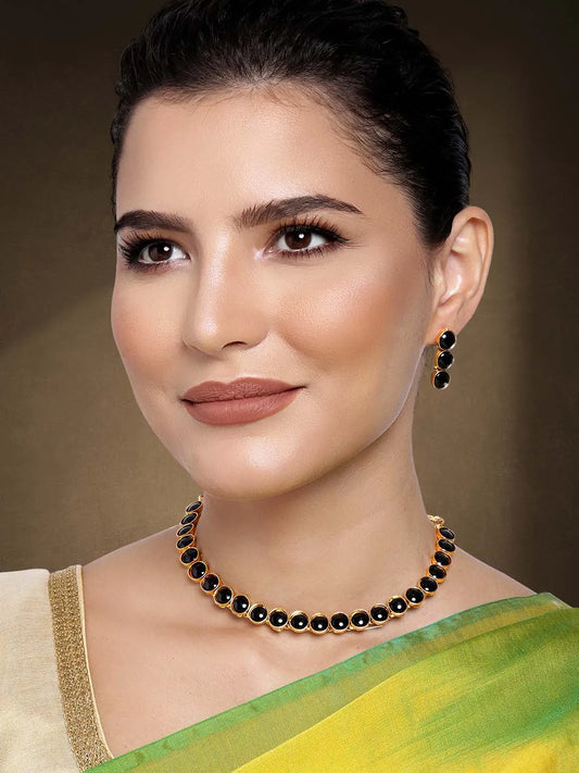 Stones Necklace Set by Peora | Elegant Stone-Studded Fashion Jewellery

