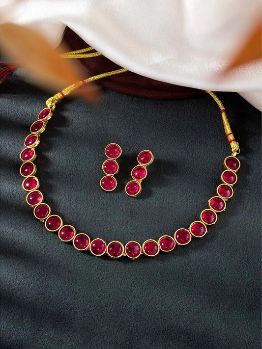 Stones Necklace Set by Peora | Elegant Stone-Studded Fashion Jewellery

