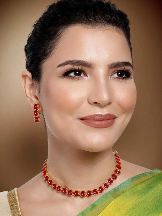 Stones Necklace Set by Peora | Elegant Stone-Studded Fashion Jewellery

