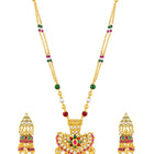 Multi Colour necklace earrings set crafted from alloy, adorned with faux kundan & beads for an elegant, timeless look | Peora
