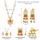 Multi Colour necklace earrings set crafted from alloy, adorned with faux kundan & beads for an elegant, timeless look | Peora
