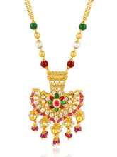Multi Colour necklace earrings set crafted from alloy, adorned with faux kundan & beads for an elegant, timeless look | Peora
