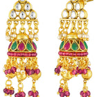 Multi Colour necklace earrings set crafted from alloy, adorned with faux kundan & beads for an elegant, timeless look | Peora

