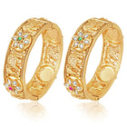 Gold - Rani Pink Green bangles crafted from brass, adorned with crystals for an elegant, timeless look | Peora
