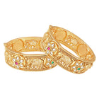 Gold - Rani Pink Green bangles crafted from brass, adorned with crystals for an elegant, timeless look | Peora
