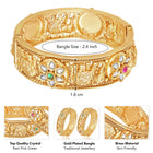 Gold - Rani Pink Green bangles crafted from brass, adorned with crystals for an elegant, timeless look | Peora

