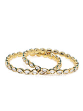 Traditional Temple Floral Accents Bangles in Gold - Rani Pink White featuring Faux Ruby & Beads bangle set 
