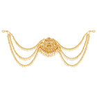 Gold - Rani Pink Green juda pin crafted from brass, adorned with faux kundan & beads for an elegant, timeless look | Peora
