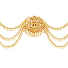 Gold - Rani Pink Green juda pin crafted from brass, adorned with faux kundan & beads for an elegant, timeless look | Peora
