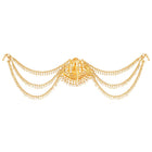 Gold - Rani Pink Green juda pin crafted from brass, adorned with faux kundan & beads for an elegant, timeless look | Peora
