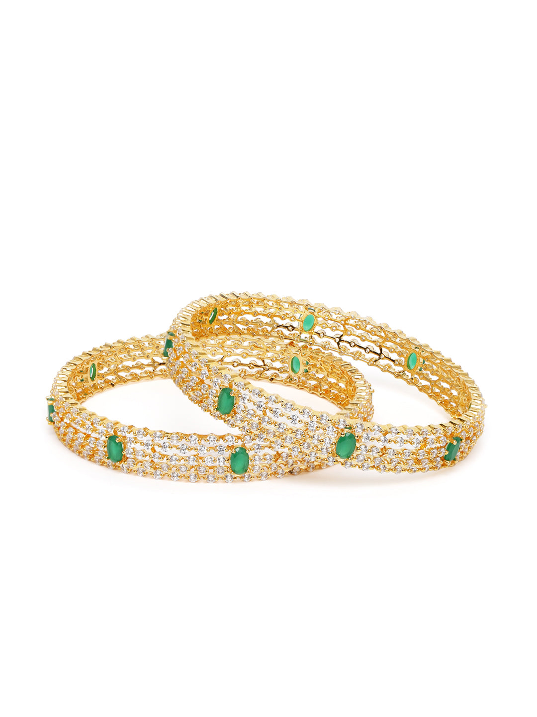 Glossy Traditional Kada Bangles in Gold - Rani Pink featuring Faux Ruby bangle set 
