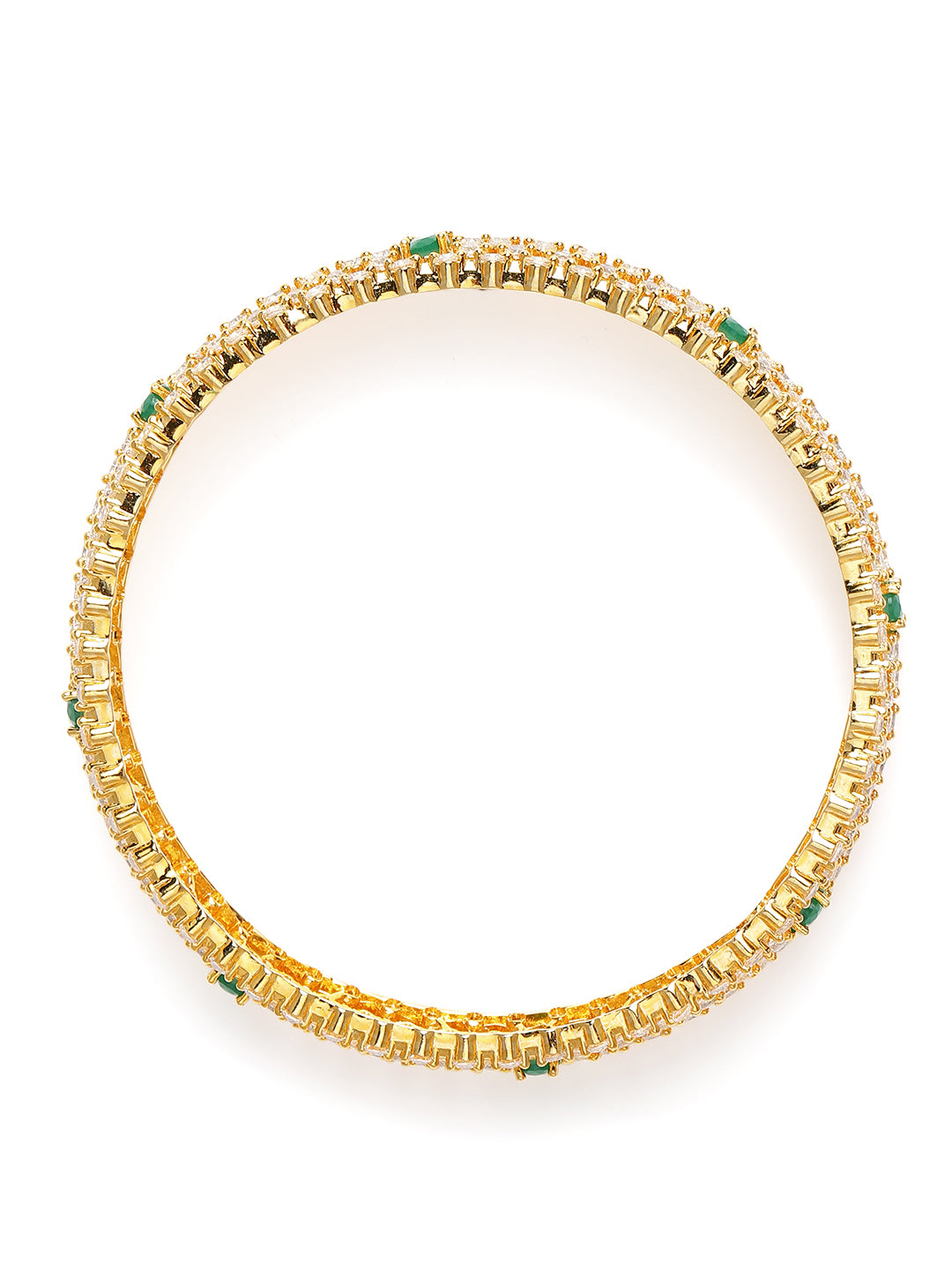 Glossy Traditional Kada Bangles in Gold - Rani Pink featuring Faux Ruby bangle set 
