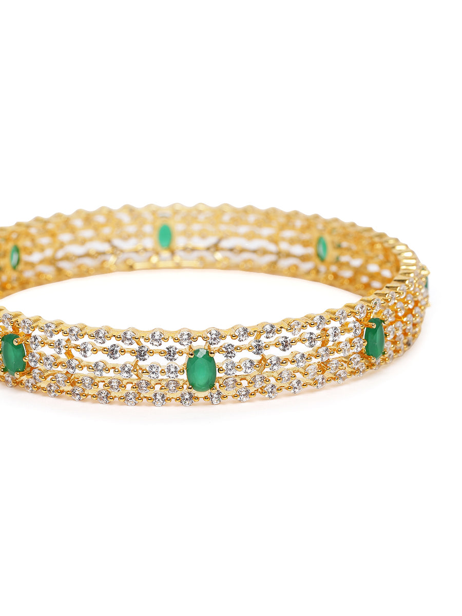 Glossy Traditional Kada Bangles in Gold - Rani Pink featuring Faux Ruby bangle set 
