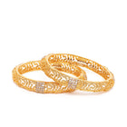 Ethnic Charm Leaf Motif Bangle Set in Gold featuring Crystals bangle set 
