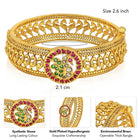 Traditional Kada with Intricate Design. Gold plated with green, white & purple stones. It has detailed design with screw opening. Best temple jewellery.