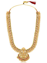 Gold - Rani Pink Green necklace earrings set crafted from brass, adorned with faux kundan for an elegant, timeless look | Peora
