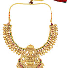 Gold - Rani Pink Green necklace earrings set crafted from brass, adorned with faux kundan for an elegant, timeless look | Peora
