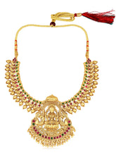 Gold - Rani Pink Green necklace earrings set crafted from brass, adorned with faux kundan for an elegant, timeless look | Peora
