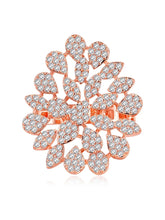 Stylish Shine CZ Statement Ring by Peora. A rose gold-plated adjustable ring with CZ stones with pattern.