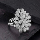 Stylish Shine CZ Statement Ring by Peora. A Silver-plated adjustable ring with CZ stones with pattern.