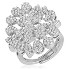 Stylish Shine CZ Statement Ring by Peora. A Silver-plated adjustable ring with CZ stones with pattern.