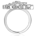 Stylish Shine CZ Statement Ring by Peora. A Silver-plated adjustable ring with CZ stones with pattern.