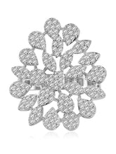 Stylish Shine CZ Statement Ring by Peora. A Silver-plated adjustable ring with CZ stones with pattern.