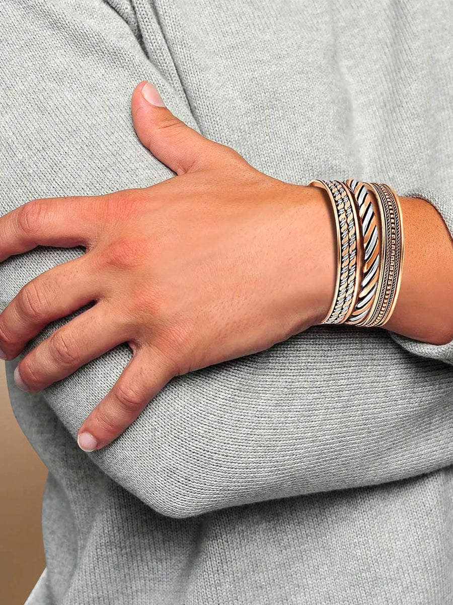 3 Metal Cuff Bracelet – Bold & Stylish Jewellery | Peora