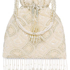 Cream potli bag named Heavy Zari Sequin Wedding Potli, featuring artificial beads detailing and soft fabric texture | Peora
