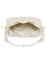 Cream potli bag named Heavy Zari Sequin Wedding Potli, featuring artificial beads detailing and soft fabric texture | Peora
