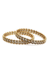 Stylish Zig-Zag Engraved Bangles in White featuring Crystals bangle set 
