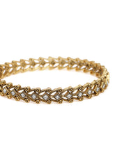 Stylish Zig-Zag Engraved Bangles in White featuring Crystals bangle set 

