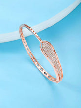 Chic Shine CZ Kada for Daily Glam. Rose gold-plated kada with cubic zirconia stones by Peora